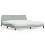 Letto con Materasso Grigio Chiaro 200x200cm Velluto