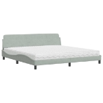 Letto con Materasso Grigio Chiaro 200x200cm Velluto