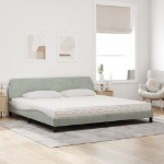 Letto con Materasso Grigio Chiaro 200x200cm Velluto