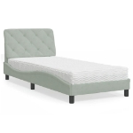 Letto con Materasso Grigio Chiaro 90x190 cm in Velluto