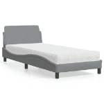 Letto con Materasso Grigio Chiaro 90x200 cm in Tessuto