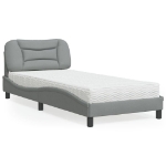 Letto con Materasso Grigio Chiaro 90x200 cm in Tessuto