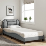 Letto con Materasso Grigio Chiaro 90x200 cm in Tessuto