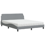 Letto con Materasso Grigio Chiaro160x200 cm Tessuto