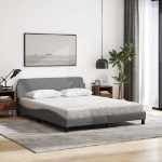 Letto con Materasso Grigio Chiaro160x200 cm Tessuto