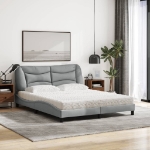 Letto con Materasso Grigio Chiaro160x200 cm Tessuto