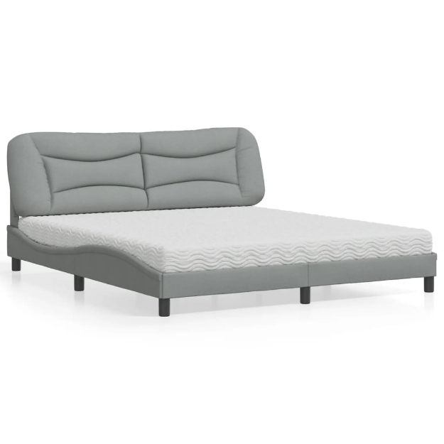 Letto con Materasso Grigio Chiaro180x200 cm Tessuto