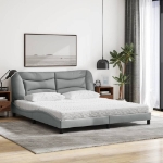 Letto con Materasso Grigio Chiaro180x200 cm Tessuto