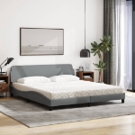 Letto con Materasso Grigio Chiaro180x200 cm Tessuto