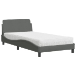 Letto con Materasso Grigio Scuro 100x200 cm in Tessuto