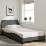 Letto con Materasso Grigio Scuro 100x200 cm in Tessuto