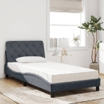 Letto con Materasso Grigio Scuro 100x200 cm in Velluto