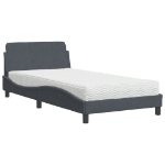 Letto con Materasso Grigio Scuro 100x200 cm in Velluto