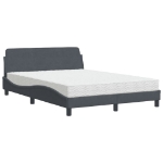 Letto con Materasso Grigio Scuro 140x190 cm in Velluto