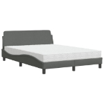 Letto con Materasso Grigio Scuro 140x200cm Tessuto