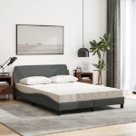 Letto con Materasso Grigio Scuro 140x200cm Tessuto