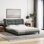 Letto con Materasso Grigio Scuro 160x200 cm Tessuto