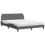 Letto con Materasso Grigio Scuro 160x200 cm Tessuto