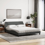 Letto con Materasso Grigio Scuro 160x200 cm Tessuto