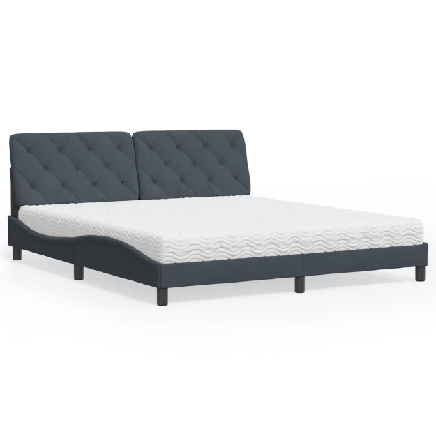 Letto con Materasso Grigio Scuro 180x200 cm in Velluto