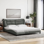 Letto con Materasso Grigio Scuro 180x200 cm Tessuto