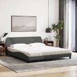 Letto con Materasso Grigio Scuro 180x200 cm Tessuto