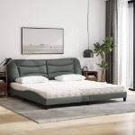 Letto con Materasso Grigio Scuro 200x200 cm in Tessuto