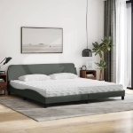 Letto con Materasso Grigio Scuro 200x200 cm in Tessuto