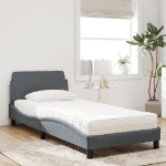 Letto con Materasso Grigio Scuro 90x190 cm in Velluto