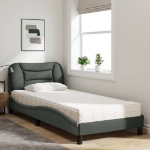 Letto con Materasso Grigio Scuro 90x200 cm in Tessuto