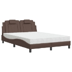 Letto con Materasso Marrone 140x190cm in Similpelle