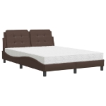 Letto con Materasso Marrone 140x190cm in Similpelle