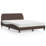 Letto con Materasso Marrone 140x190cm in Similpelle