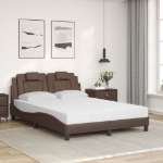 Letto con Materasso Marrone 140x200cm in Similpelle