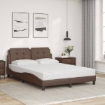 Letto con Materasso Marrone 140x200cm in Similpelle