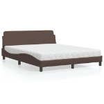 Letto con Materasso Marrone 160x200cm in Similpelle