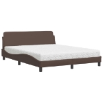 Letto con Materasso Marrone 160x200cm in Similpelle