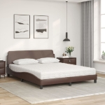 Letto con Materasso Marrone 160x200cm in Similpelle