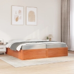 Letto con Materasso Marrone Cera 200x200cm Legno Massello Pino