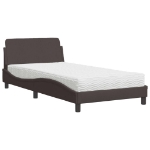 Letto con Materasso Marrone Scuro 100x200 cm in Tessuto