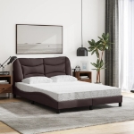 Letto con Materasso Marrone Scuro 120x200cm Tessuto