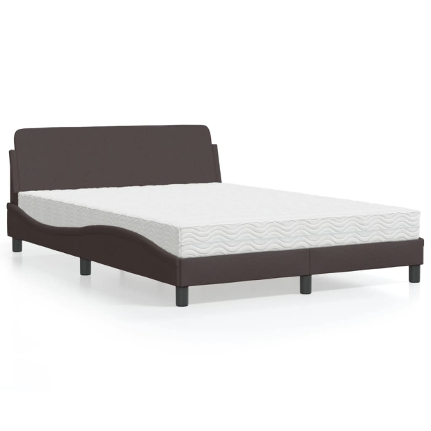 Letto con Materasso Marrone Scuro 120x200cm Tessuto