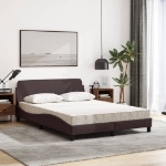 Letto con Materasso Marrone Scuro 140x190cm Tessuto