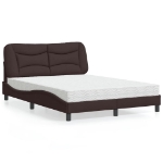 Letto con Materasso Marrone Scuro 140x190cm Tessuto