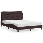 Letto con Materasso Marrone Scuro 140x200cm Tessuto