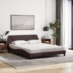 Letto con Materasso Marrone Scuro 160x200cm Tessuto