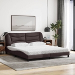 Letto con Materasso Marrone Scuro 180x200cm Tessuto