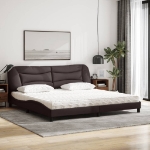 Letto con Materasso Marrone Scuro 200x200 cm in Tessuto