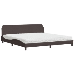 Letto con Materasso Marrone Scuro 200x200 cm in Tessuto