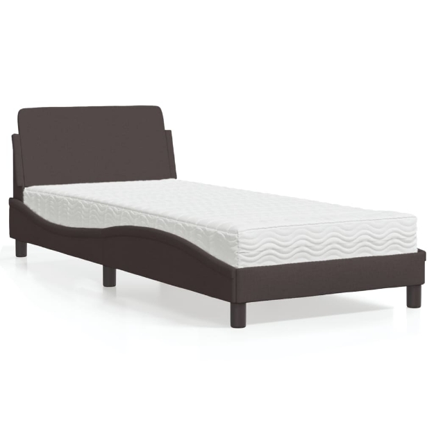 Letto con Materasso Marrone Scuro 80x200 cm in Tessuto